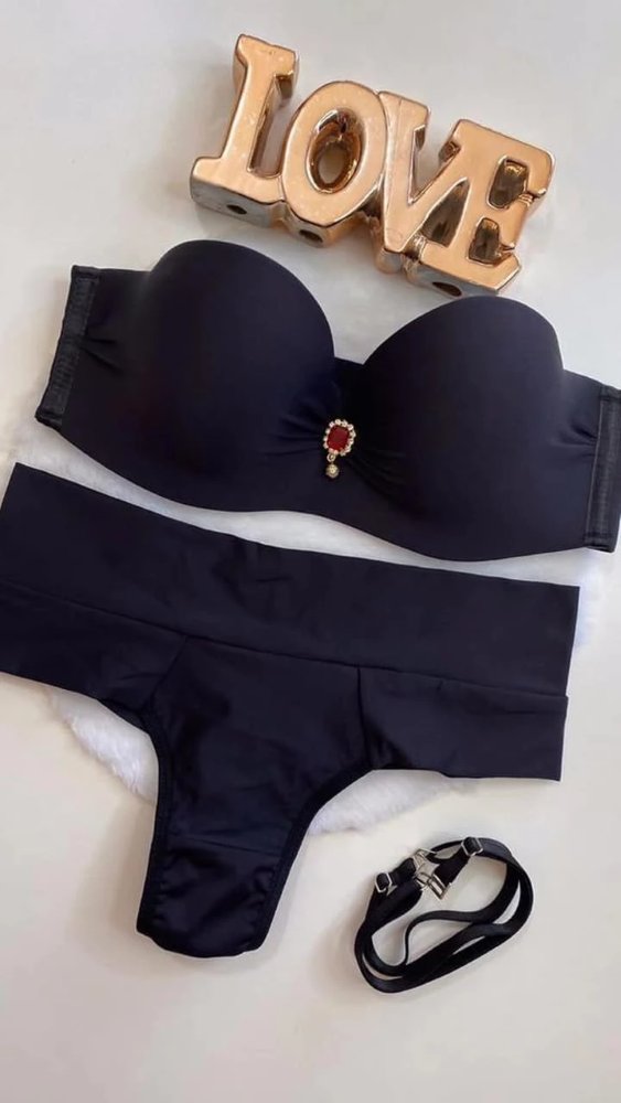 Conjunto Lingerie Preto Strapless